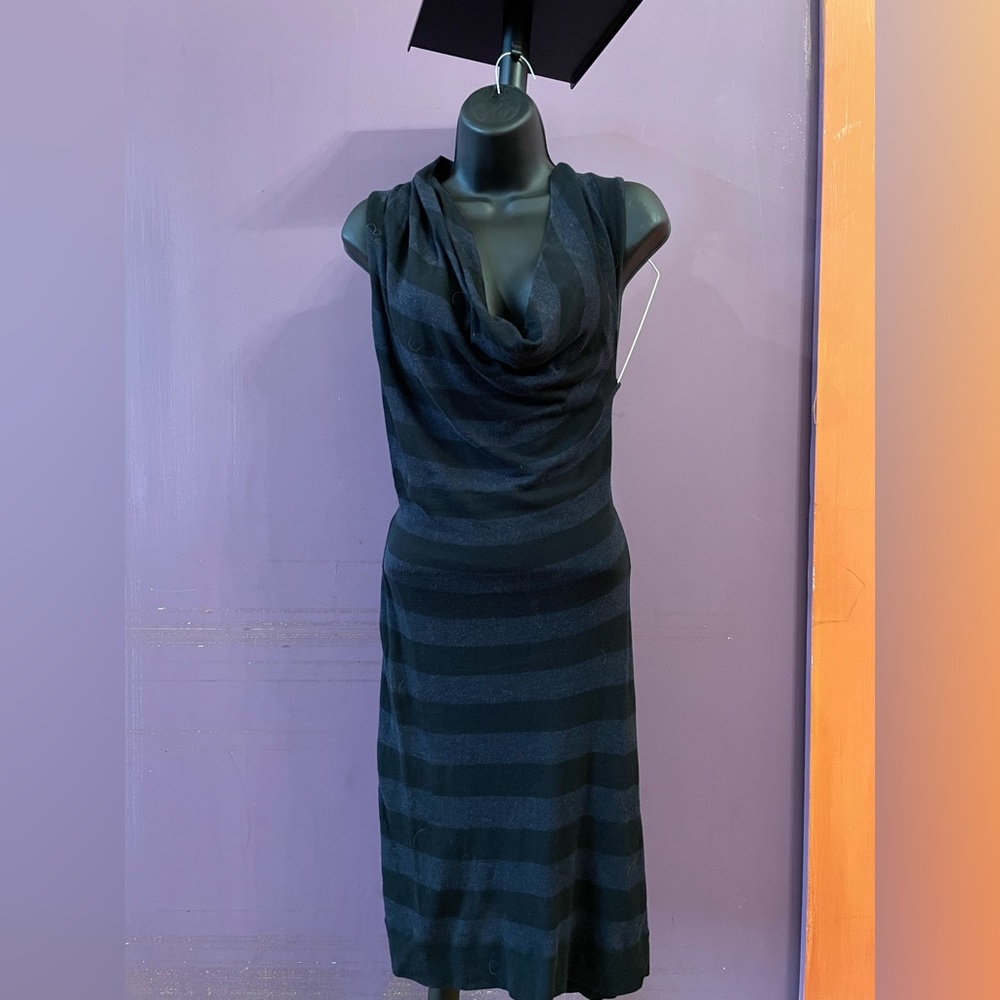 Black and dark blue striped dress